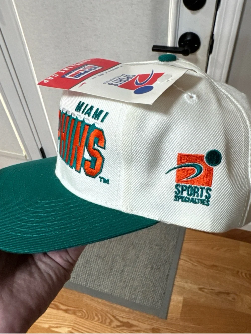 Vintage Sports Specialties Shadow Laser Snapback Hat Miami Dolphins NWT Cap